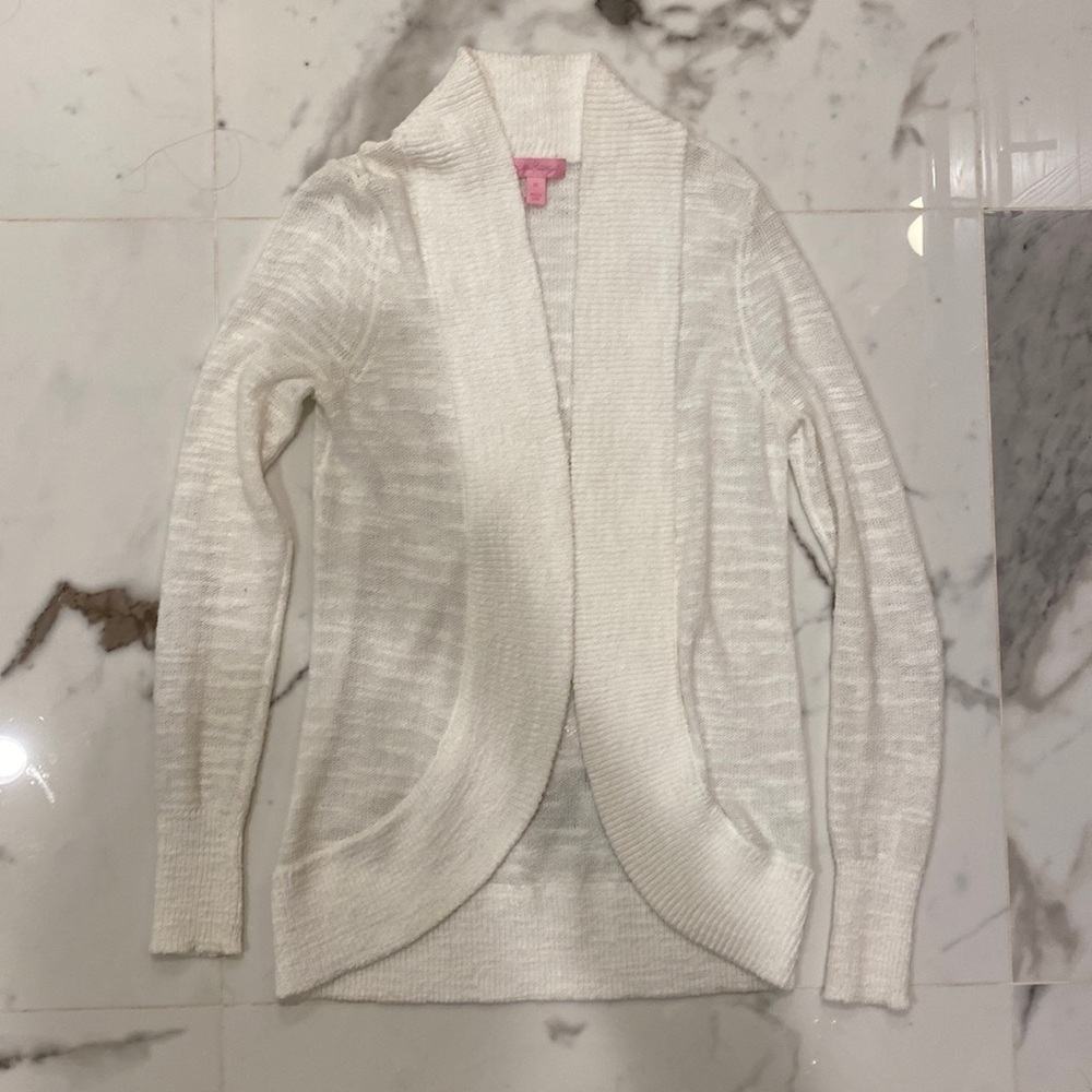 Lilly Pulitzer white sweater cardigan pull over, size XS